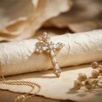 Colección: Colgante de cruz con diamantes blancos redondos de 0.92 quilates en oro amarillo macizo de 18 quilates, estilo europeo de diseñador, cadena de oro (no incluida)