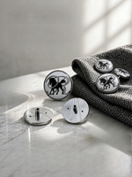 Kancing Rivet Paduan Seng Pola Unicorn Bulat Mengkilap Ramah Lingkungan Premium dengan Logo Timbul untuk Kerajinan DIY & Tas Tangan