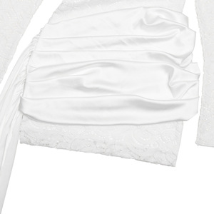 Robe Courte Femme en Dentelle à Manches Longues - Dos Découpé avec Traîne Drapée pour Soirée - Vêtements et Robes Tendance pour Femme - Product Image 6