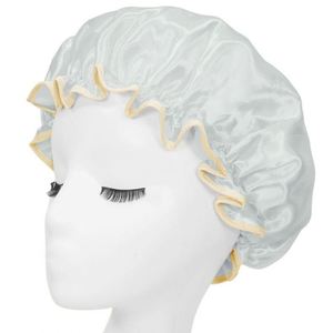 Bonnet de Douche en Satin Personnalisable avec Logo, Couleur Unie, Réutilisable pour Femmes, Double Couche, Imperméable - Product Image 4