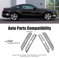Feux de position latéraux avant et arrière à LED transparents de style X pour pare-chocs Ford Mustang 2010-2014, feux de gabarit blancs, lot de 4 pièces