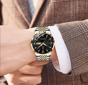 Montres de luxe pour hommes, style business décontracté, lumineuses, étanches, en acier inoxydable, vente flash, montre à quartz POEDAGAR 836 - Product Image 4
