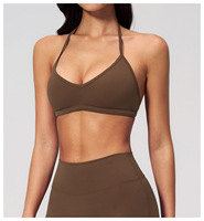 Nouveau soutien-gorge de yoga pour femme en Spandex/Nylon brossé, léger, extensible dans quatre directions, à maintien élevé, à séchage rapide, style halter-top