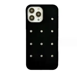 苹果14proMax/13pro简约孔硅胶DIY手机壳iPhone12/11防摔壳