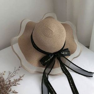 Western New Image Lace-trimmed Bow Travel Sun Protection Sun <b>Straw</b> Beach <b>Hat</b> Unisex with Cycling - Product Image 4