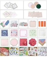 Sets de Napperons Personnalisés en Coton Vert Brodé avec Bordure Colorée pour Mariages, Restaurants et Dîners