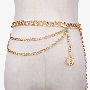 Ensemble de chaînes de taille dorées avec pendentif géométrique, chaîne de corps tendance pour femme, style hip-hop en alliage de zinc pour usage quotidien - Product Image 4