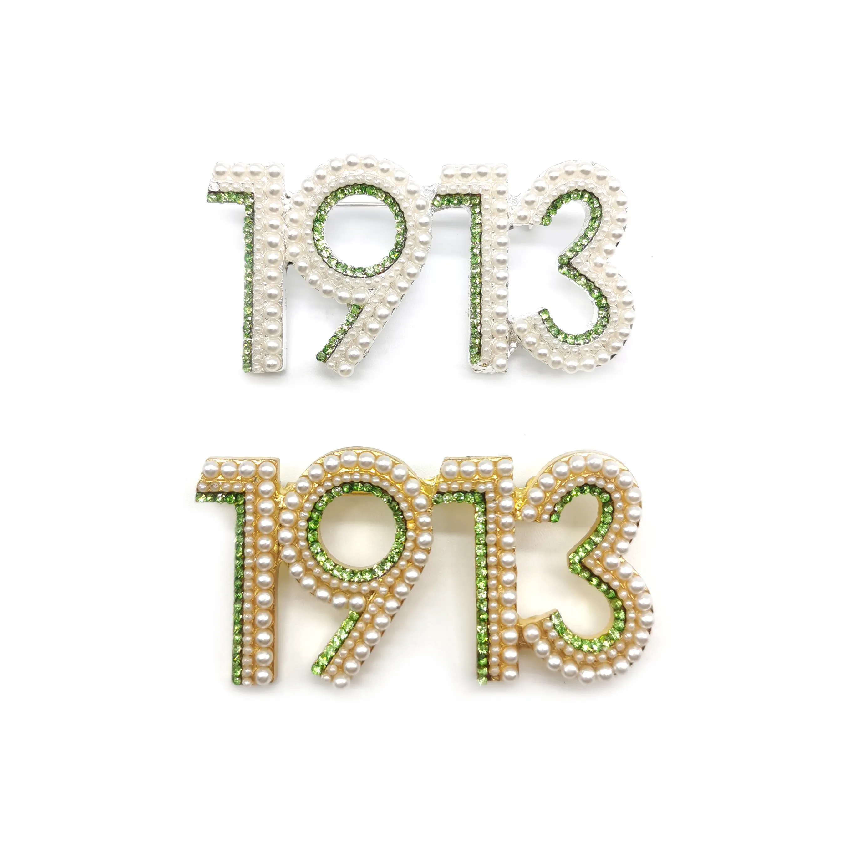 Customized Number Rhinestone Pearl Brooch 1913 Brooch Pin Greek Sorority Brooch Jewelry Wholesale