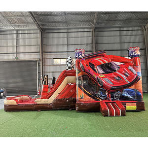 Château gonflable commercial en PVC, personnalisé, avec toboggan aquatique et piscine intégrée - Product Image 5