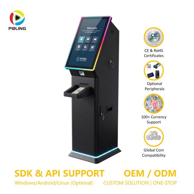 CE RoHS Certified Cash Payment Kiosk with Bill Validator & Coin Acceptor for International Market Standards