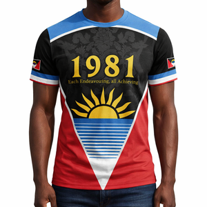 Maglietta di carnevale Antigua il più grande Festival estivo delle magliette da uomo Casual con collo a-collo Antigua caraibica e bandiera Barbuda - Product Image 1