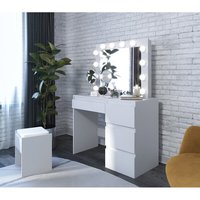 Commode en bois, 1 pièce, style nordique moderne et Simple, Table de toilette en teck avec 7 tiroirs et miroir, conçu pour l'étude
