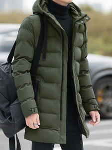 Giacca invernale da <span class=keywords><strong>uomo</strong></span> di mezza lunghezza giacca lunga antivento <span class=keywords><strong>impermeabile</strong></span>, giacca Casual alla moda, spessa e calda, tinta unita - Product Image 4