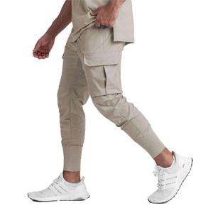 Custom Logo Sportswear Track <b>Trousers</b> with <b>Drawstring</b> Pockets Mid Waist Joggers for Men-Casual Cargo Pants with Logo Printing - Product Image 2