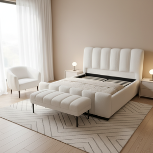 Lit rembourré en velours moderne en forme de nuage - Lit plateforme élégant avec tête de lit festonnée rose pour filles et adultes - Product Image 5