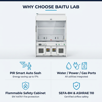 BAITU EN 14475-7 Armoire de sécurité incendie pour produits inflammables avec hotte de protection à conduits pour la chimie analytique, la synthèse de nanomatériaux