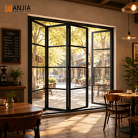Portes pliantes en aluminium isolées thermiquement pour l'extérieur WANJIA, portes de patio pliantes avec revêtement en poudre