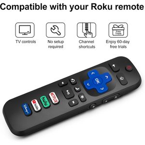 Pakket Van 2 Vervangende Afstandsbediening Voor Roku Smart Tvs Compatibel Met <span class=keywords><strong>Tcl</strong></span> Hisense Onn Voor Philips Merken Siliconen Toetsenbord - Product Image 3