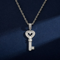Pendentif Cœur d'amour en laiton et zircon avec chaîne torsadée en acier inoxydable, Collier de mode pour hommes et femmes, Vente en gros de bijoux