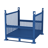 Conteneur en treillis métallique galvanisé robuste, pliable et empilable, cage à palettes en acier pour le stockage en entrepôt
