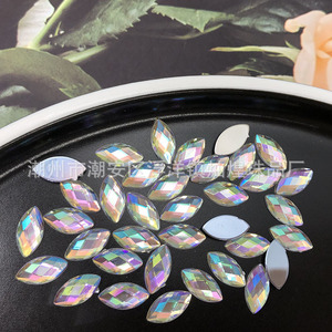 Navette Ab Acrylic Rhinestones 16 Facets Flat Bottom Mesh Face For Diy Shoes Bags Clothing <b>Dance</b> Costumes Wedding <b>Dresses</b> - Product Image 4