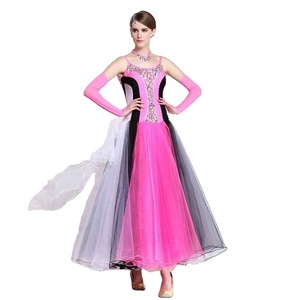 chinese dress ladies Customized Pink Latin Professonial Dancewear Rhinestone Slip Backless  Tassel Dance Dress Rumba Tango Cha Cha Performance Costume – DANCEYM main image 0