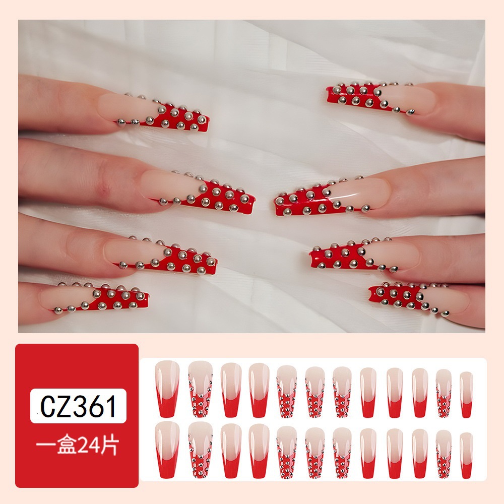 Perla plateada roja estilo francés [estilo pegamento]