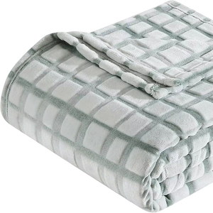 Lưới lượn sóng nghiêng màu xanh lá cây Nữ Hoàng chăn, mềm mại sang trọng bộ đồ giường, ấm cúng trang trí nội thất ấm áp phổ biến flannel chăn cho giường - Product Image 1