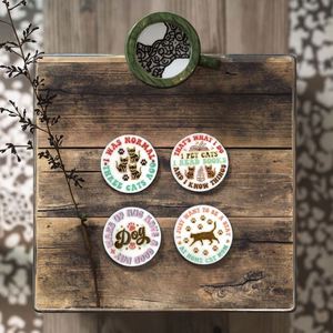 Cute Cat Kitty Pattern <b>Ceramic</b> <b>Coasters</b> Trendy Valentine's Day Drink <b>Coasters</b> Absorbent Holder Mats & Pads - Product Image 4
