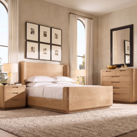 Cadre de lit en bois de chêne taille King, lit plateforme en bois massif avec lattes en bois, lit en bois naturel artisanal pour chambre à coucher, maison, hôtel