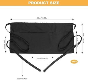 Delantal de Media Pierna de Poliéster Negro Reutilizable de Alta Calidad y a la Moda para Chefs y Camareros, con Logotipo Personalizado, Lavable - Product Image 2