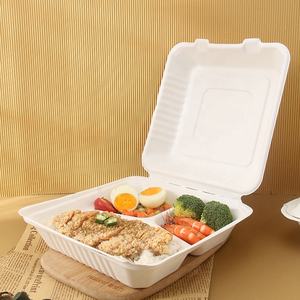 Wholesale Biodegradable <strong>Lunch</strong> Disposable 3 Division Food Custom Burger Bagasse Takeaway Microwave Fast Food Bagasse Box - Product Image 4