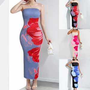 Abito Lungo Elegante da Donna Stampato, Vestito Casual Slim per Uso Quotidiano e Feste, Vendita Diretta dalla Fabbrica, Collezione 2026 - Product Image 3