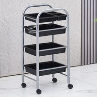 Chariot de rangement pour salon de coiffure en plastique, design moderne, 4 roues, 4 niveaux