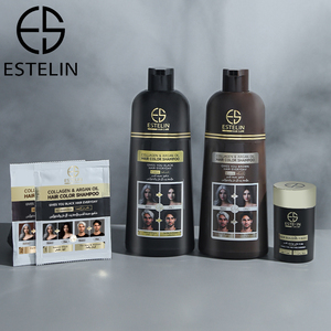 ESTELIN 400ml <span class=keywords><strong>Tinte</strong></span> para el cabello rápido Colágeno negro natural Aceite de argán Champú para el color del cabello Forma de crema refrescante y nutritiva - Product Image 1