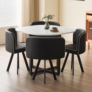 Set Tavolo <span class=keywords><strong>da</strong></span> <span class=keywords><strong>Pranzo</strong></span> di Lusso Moderno all'Ingrosso con Piano in Legno Bianco <span class=keywords><strong>e</strong></span> Sedie in Metallo per <span class=keywords><strong>Sala</strong></span> <span class=keywords><strong>da</strong></span> <span class=keywords><strong>Pranzo</strong></span> o Arredo Ufficio - Product Image 2