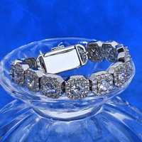 Bracelet et Collier Chaîne à Maillons Givrés en Zircon Cubique, Accessoire de Mode Hip Hop pour Hommes, Vente en Gros