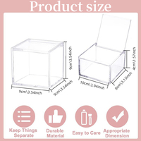 Vente en gros Petite boîte en acrylique transparente Conteneurs cubes carrés avec couvercle Boîte de rangement en acrylique personnalisée pour bonbons, pilules et petits bijoux