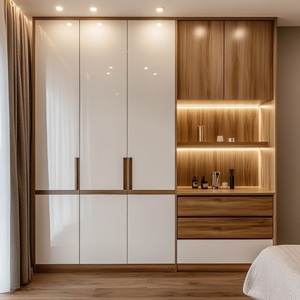 ตู้เสื้อผ้าไม้สำหรับห้องนอนประตูบานเลื่อนสไตล์โมเดิร์น - Product Image 5