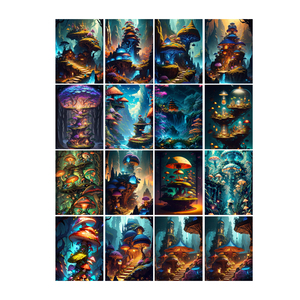 Landscape 5D Diamond Painting Art Color Mushroom House Diamond Painting Full Diamond Embroidery Painting Home Decoration