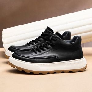 Men's Casual Sports <b>Shoes</b> Thick-Soled Lace Leather High Quality Customized Autumn New Style Outdoor Walking <b>Height</b> <b>Increasing</b> - Product Image 4