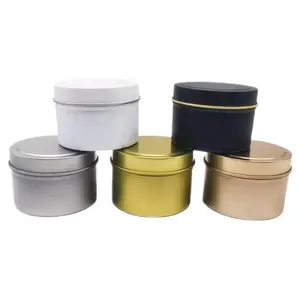 Wholesale custom printed aluminum gold candle tin packaging scented white black candle tin bulk sale