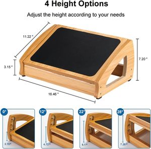 Taburete de madera ergonómico portátil para el hogar y la Oficina, reposapiés ajustable debajo del escritorio - Product Image 3