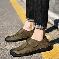 Chaussures décontractées pour hommes en microfibre, personnalisées OEM/ODM, semelle en caoutchouc dur antidérapante, fermeture Velcro pratique, confortables, à lacets, en cuir.