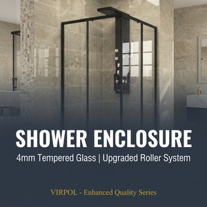 VIRPOL Cabine de douche carrée moderne en verre trempé de 4 mm, cadre en alliage d'aluminium et ABS, style coulissant, garantie de 2 ans, hôtels, modèle 3D - Product Image 6