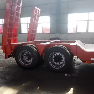 High-Duty Heavy Machine Transport Lowboy Lowbed <b>Trailer</b> <b>Commercial</b> <b>Truck</b> Semi <b>Trailer</b> with Hydraulic Ladder - Product Image 2