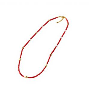 Collier artisanal en cornaline et perles avec finition plaquée or en argent sterling 925 |   Collier en pierre naturelle - Product Image 1