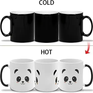Isı değiştirme sürahisi Panda renk değiştirme seramik kahve kupa ısıya duyarlı sihirli fincan anne için
