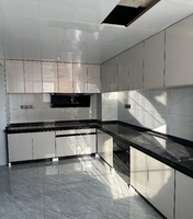 Juegos de Muebles de Cocina Modulares con Acabado Brillante Pintado con UV, con Renderizado de Diseño 2D y 3D en 12 Horas para Apartamentos y Villas Modernas