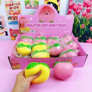 สินค้ามาใหม่ 12 ชิ้น/กล่อง ของเล่นบีบสควิชชี่รูปพีช ของเล่นบีบ PU ฟองน้ำเนื้อนุ่ม บีบแล้วคืนตัวช้า บรรเทาความเครียด ของเล่นบีบสควิชชี่รูปผลไม้พีช ของเล่นบีบสควิชชี่แบบฟิดเจ็ต - Product Image 3